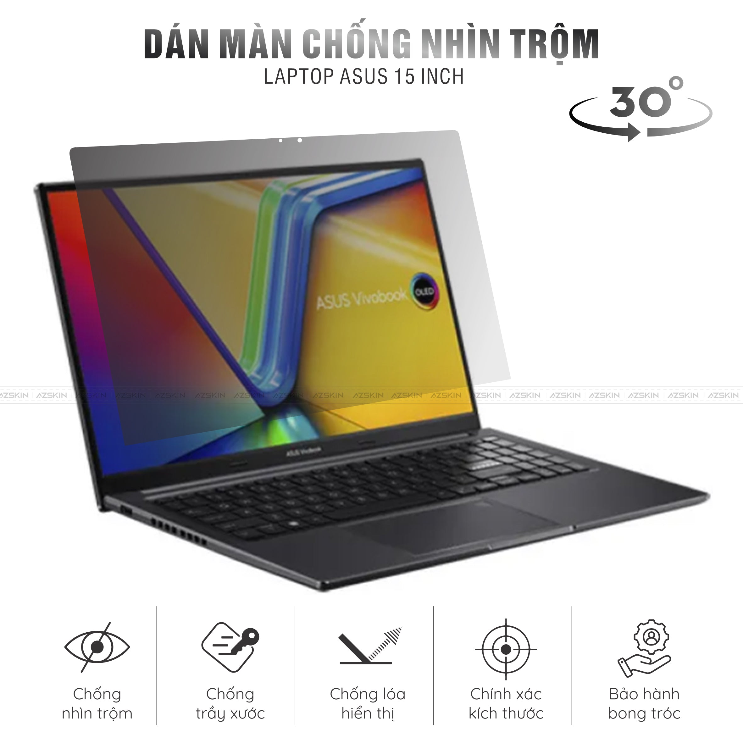 Miếng Dán Chống Nhìn Trộm Laptop Asus 15 inch