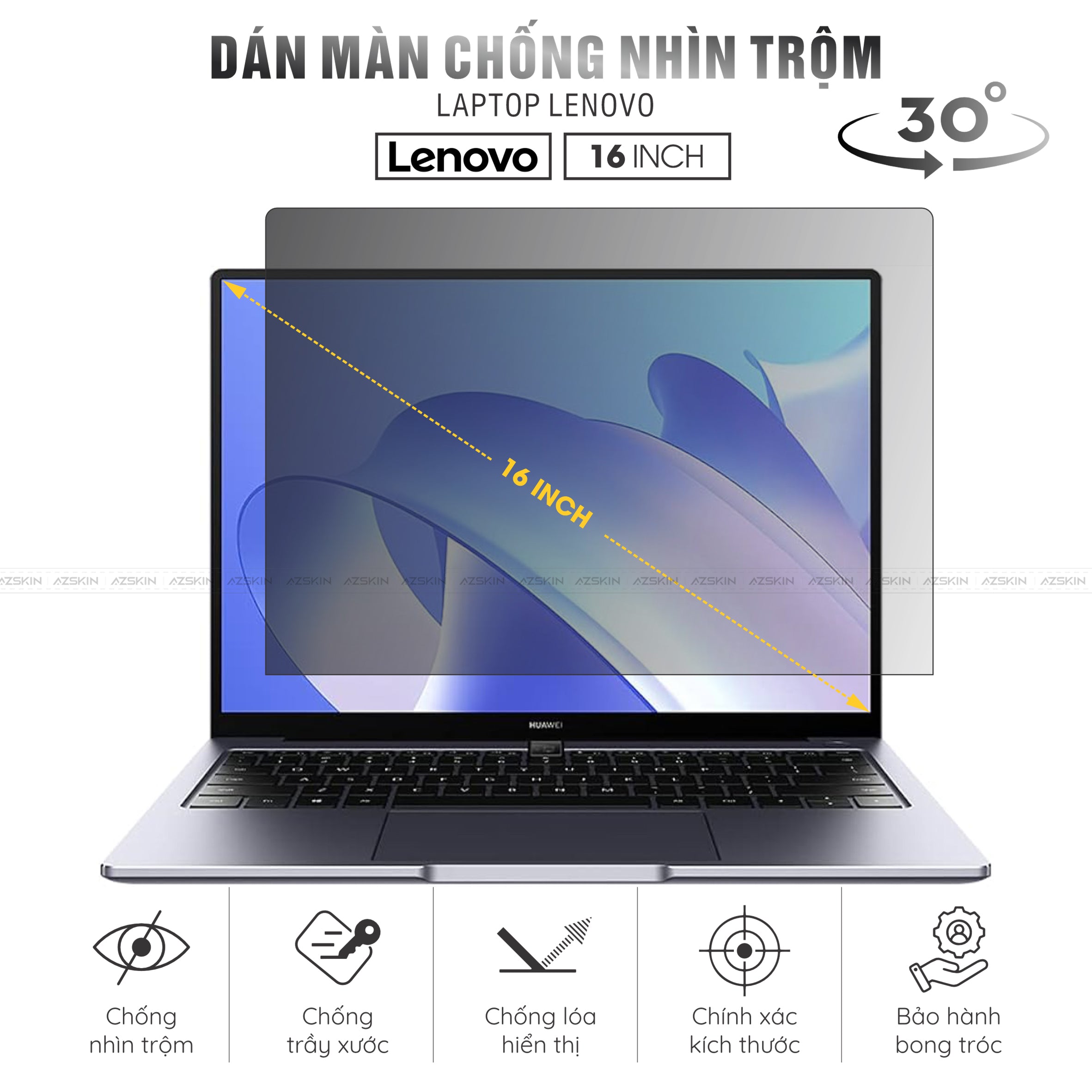 Miếng Dán Chống Nhìn Trộm Laptop Lenovo 16 inch