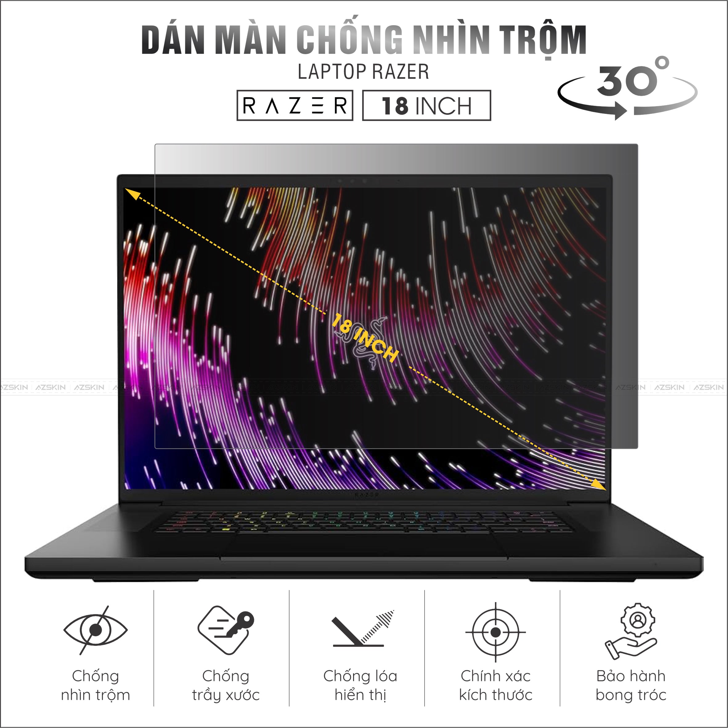 Miếng Dán Chống Nhìn Trộm Laptop Razer 18 inch