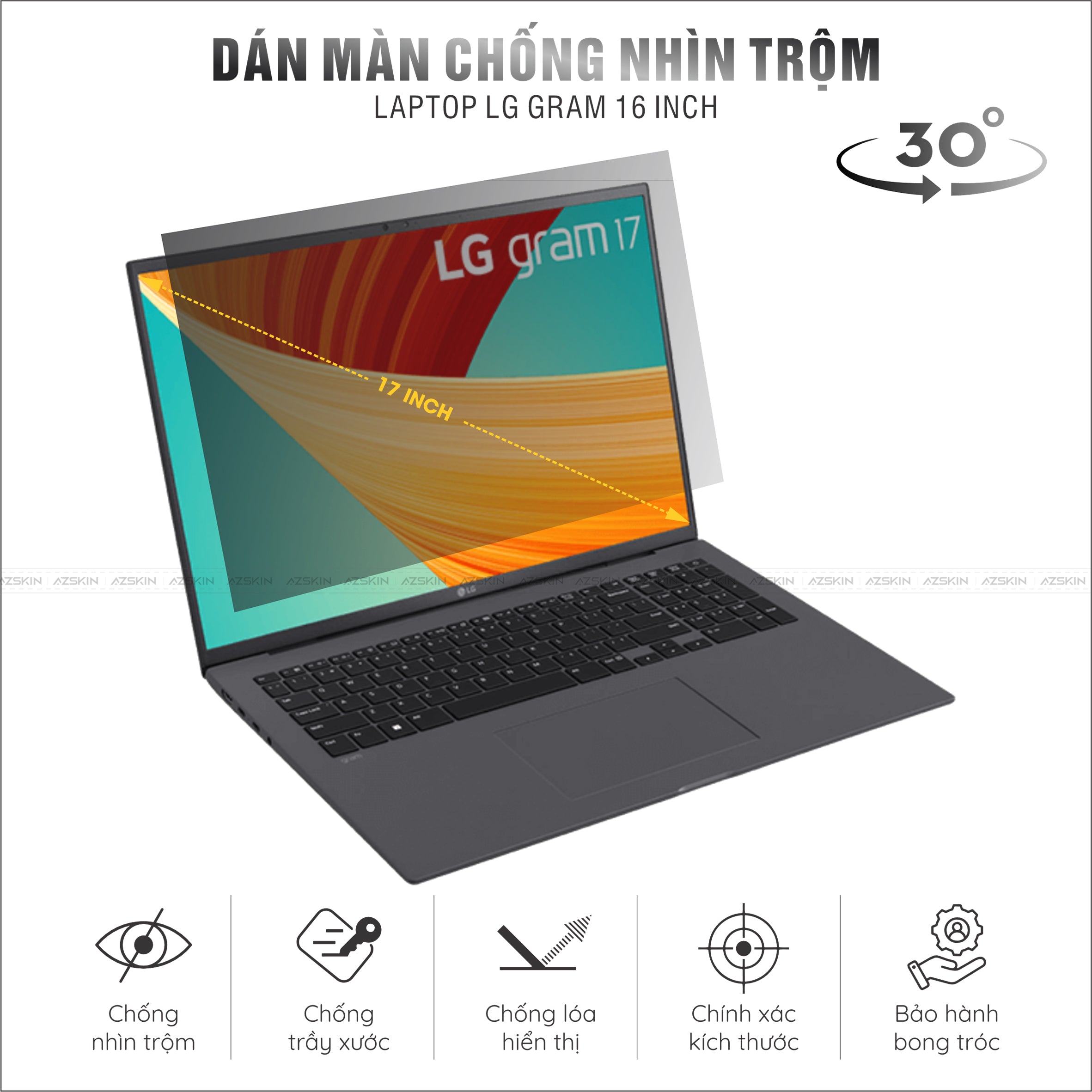 Miếng Dán Chống Nhìn Trộm Laptop LG Gram 17 inch