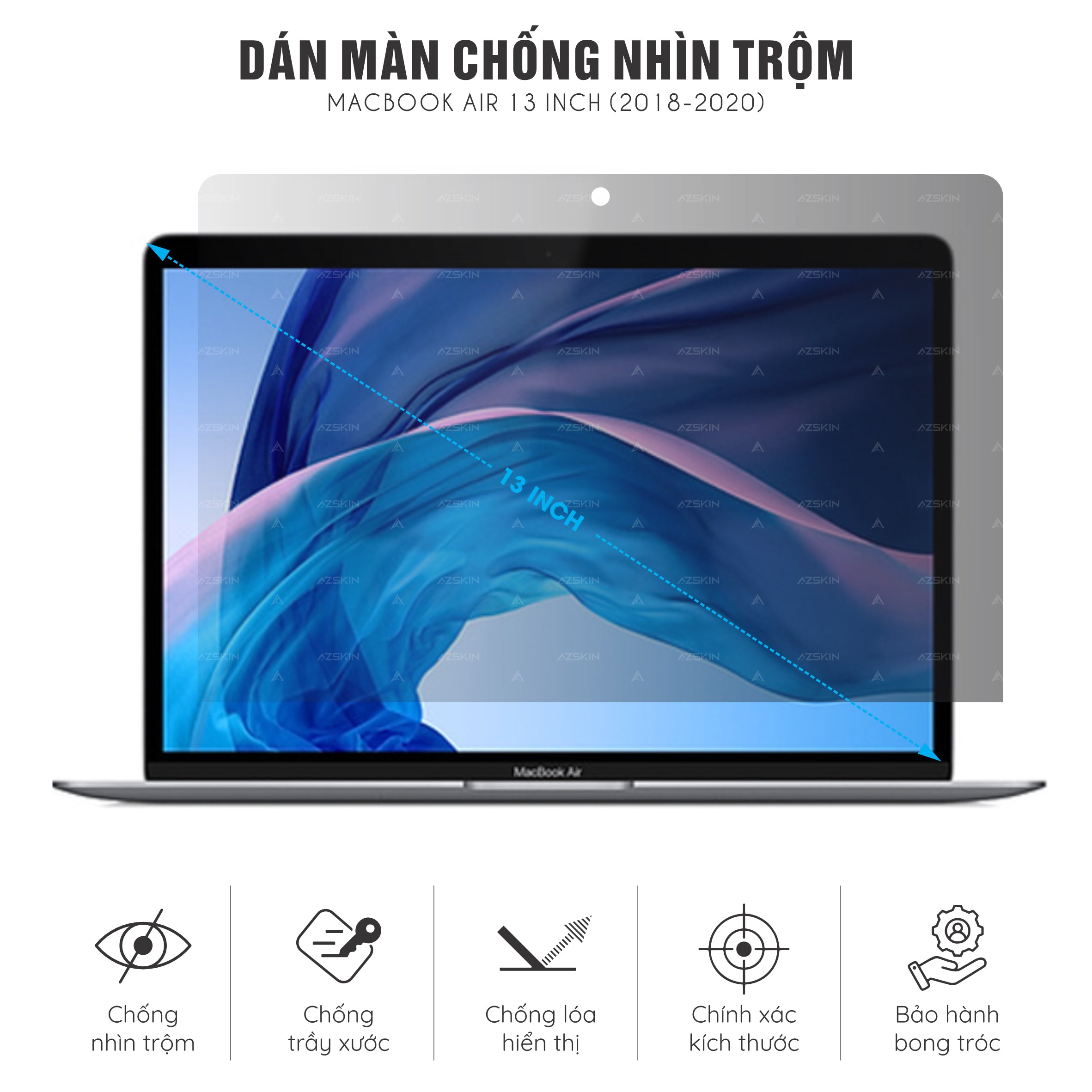 Miếng Dán Chống Nhìn Trộm Macbook Air 13 inch 2018, 2019, 2020
