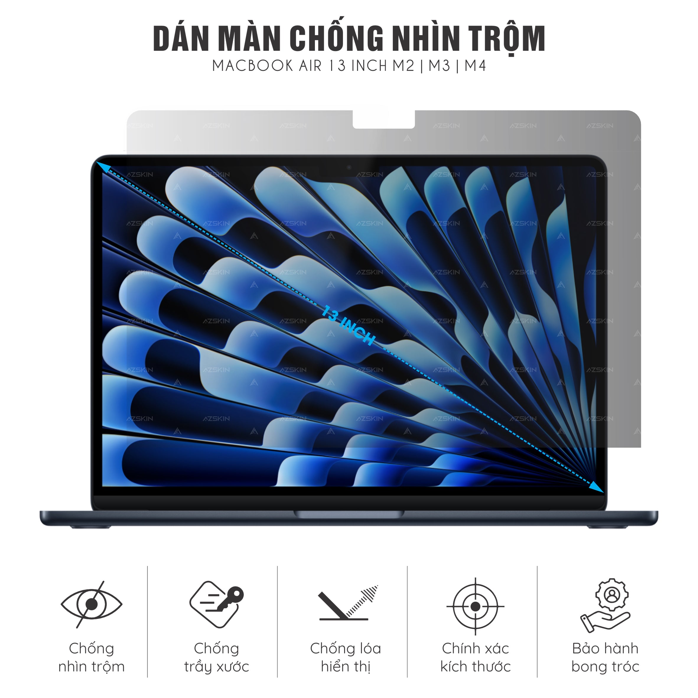 Miếng Dán Chống Nhìn Trộm Macbook Air 13 inch M2, M3, M4