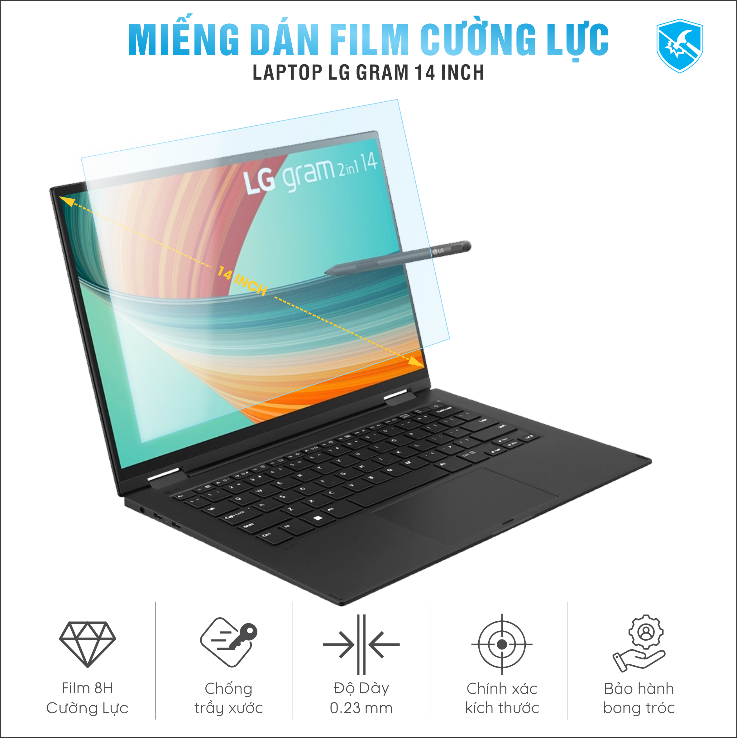 Miếng Dán Film Cường Lực Laptop LG Gram 14 inch