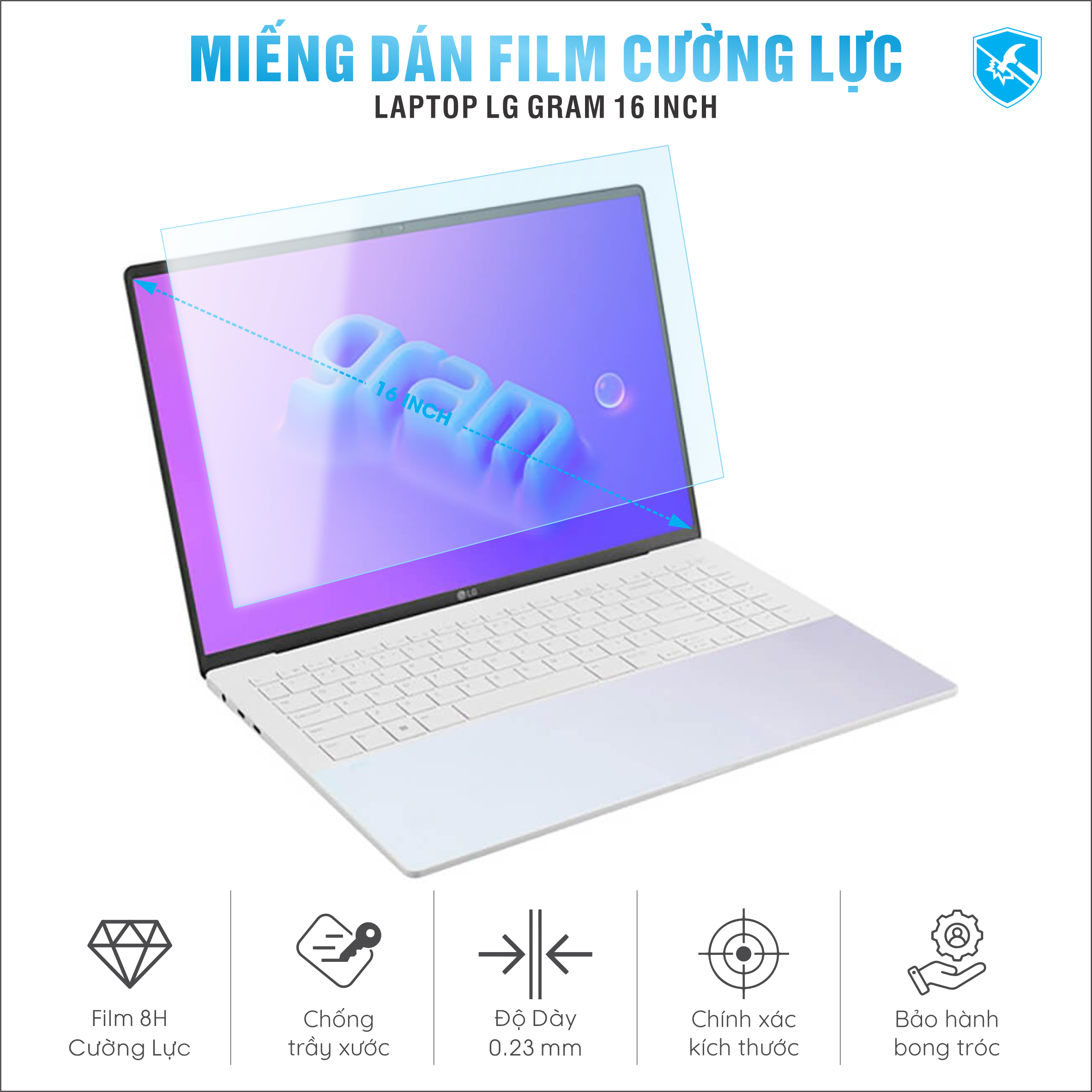 Miếng Dán Film Cường Lực Laptop LG Gram 16 inch