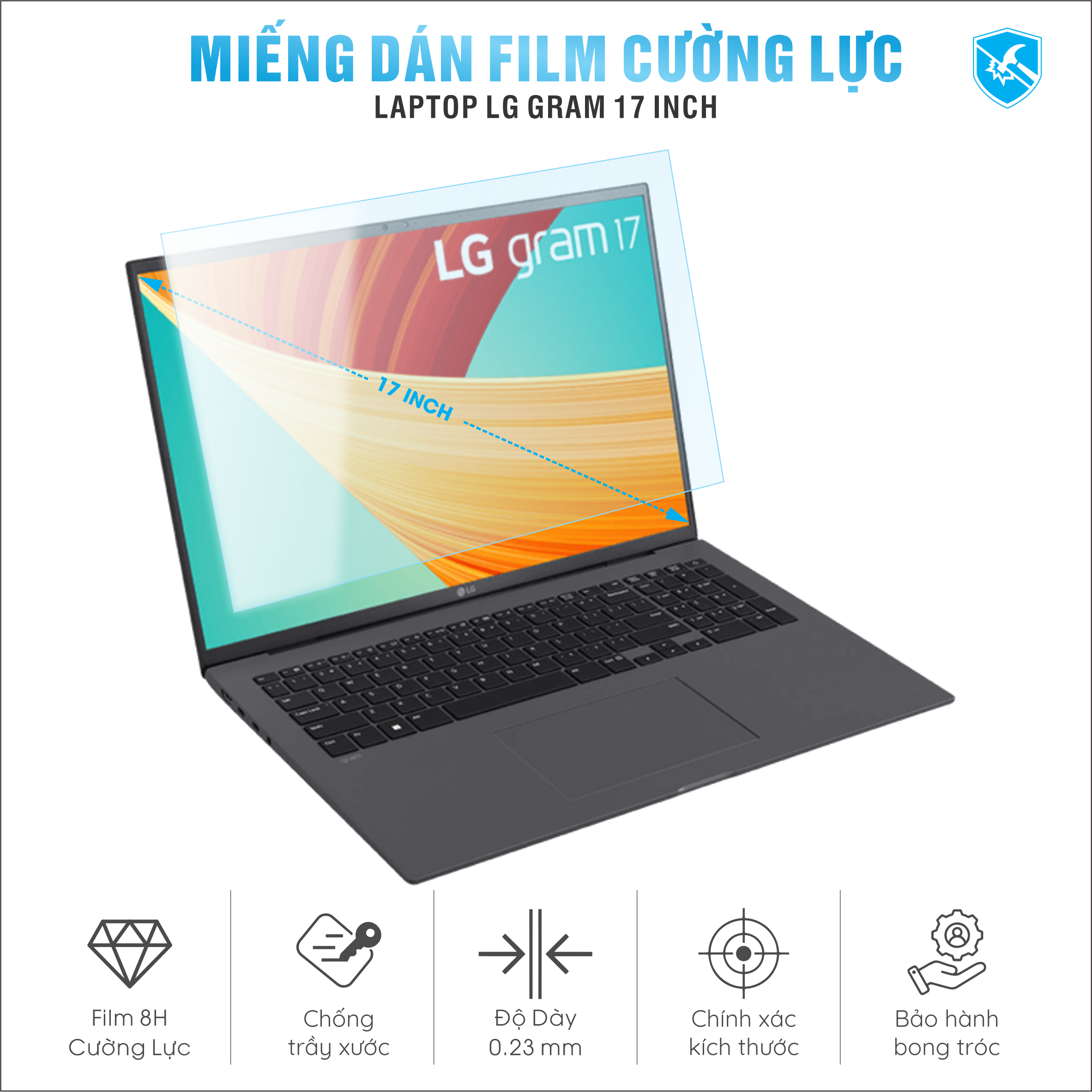 Miếng Dán Film Cường Lực Laptop LG Gram 17 inch