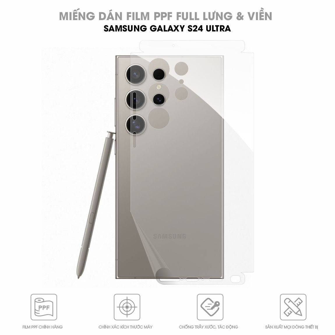 Miếng dán PPF Samsung Galaxy S24 Ultra full lưng viền
