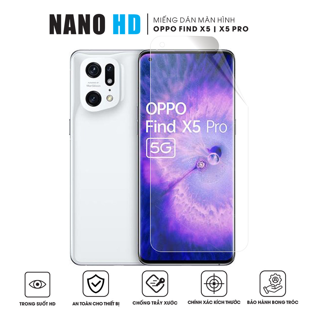 Miếng dán màn hình Nano HD cho OPPO Find X5 | Pro | Lite