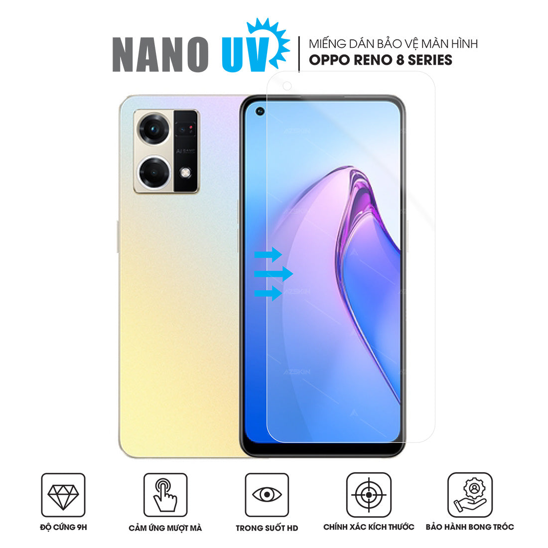 Miếng dán màn hình Nano UV cho OPPO Reno8 series