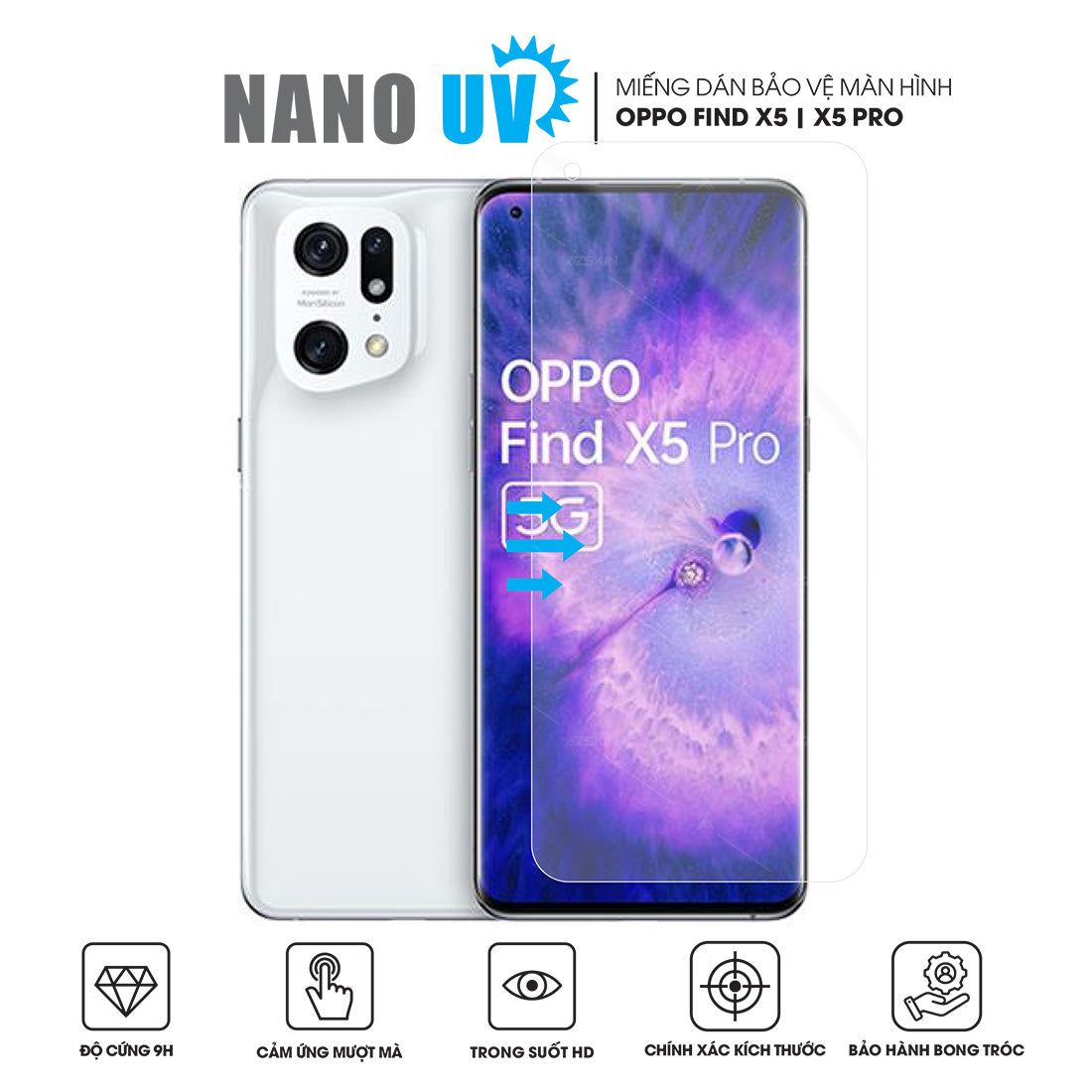 Miếng dán màn hình Nano UV cho OPPO Find X5