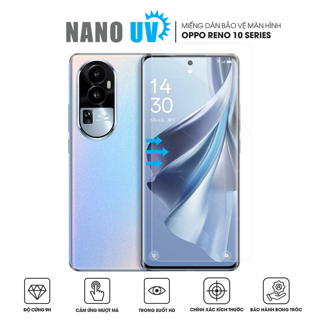 Miếng dán màn hình Nano UV cho OPPO Reno10 Pro / Pro Plus