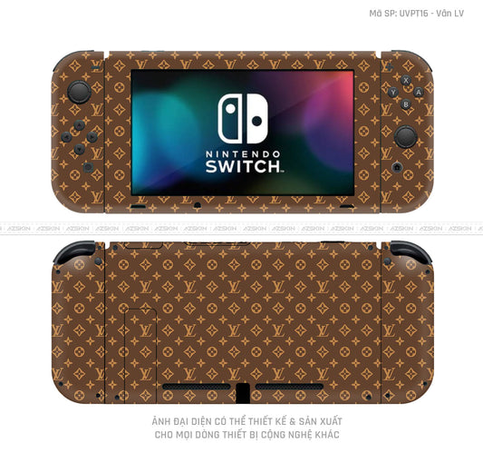Dán Skin Máy Chơi Game Nintendo Switch Vân Pattern LV Nâu | UVPT16