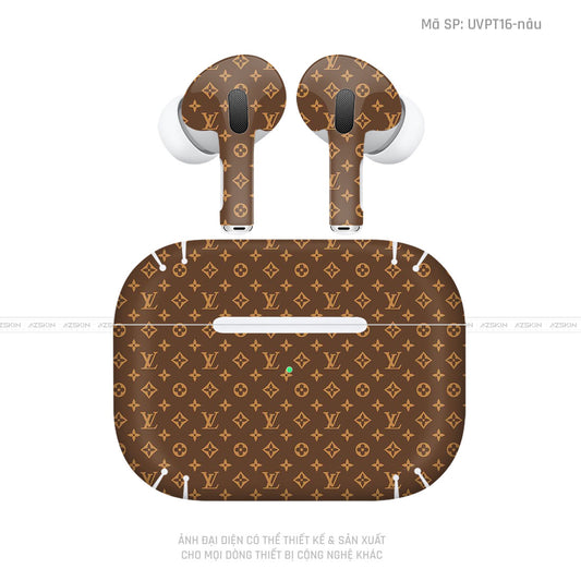 Dán Skin Tai Nghe Airpod 3 Vân LV Nâu | UVPT16