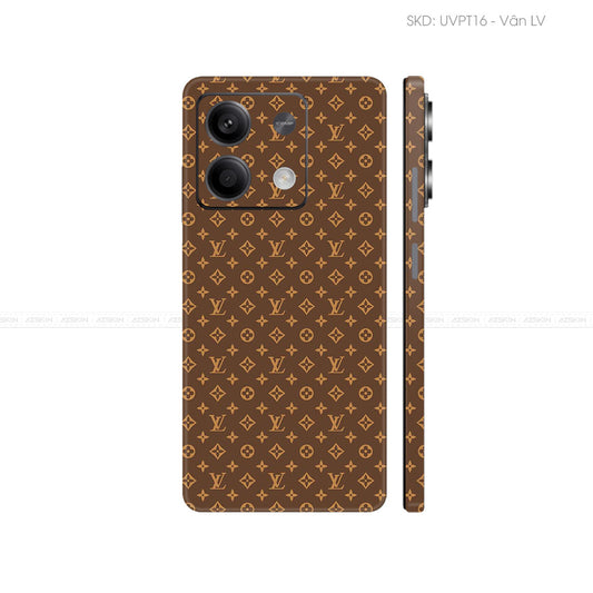 Dán Skin Điện Thoại Xiaomi Redmi 13 Series Vân Nổi LV Nâu| UVPT16