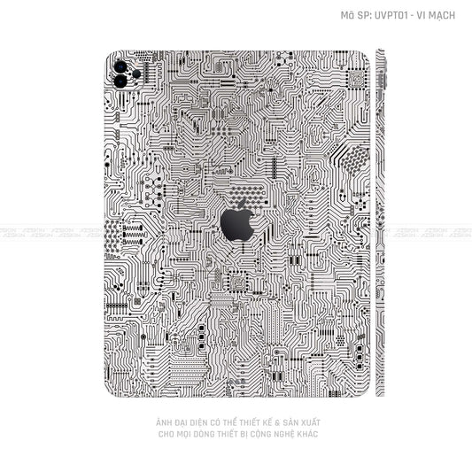 Dán Skin IPad Air Series Vân Vi Mạch Trắng | UVPT01