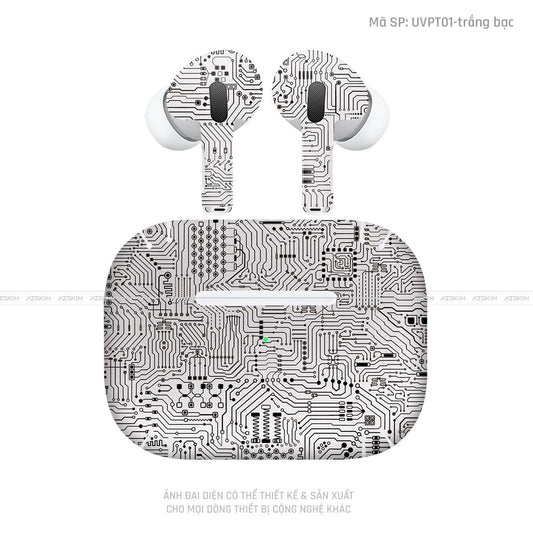 Dán Skin Tai Nghe Airpod 3 Vân Vi Mạch Trắng | UVPT01