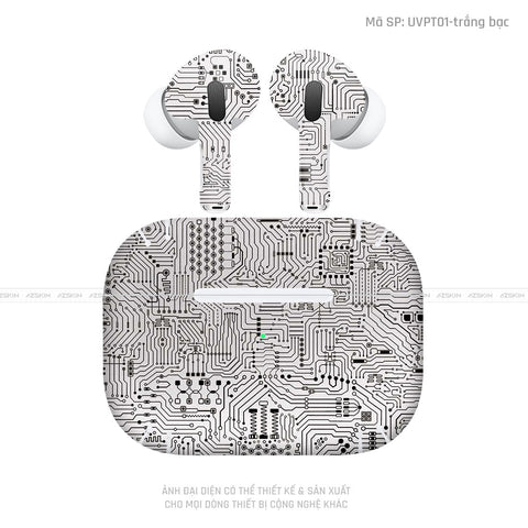 Dán Skin Tai Nghe Airpod 3 Vân Vi Mạch Trắng | UVPT01