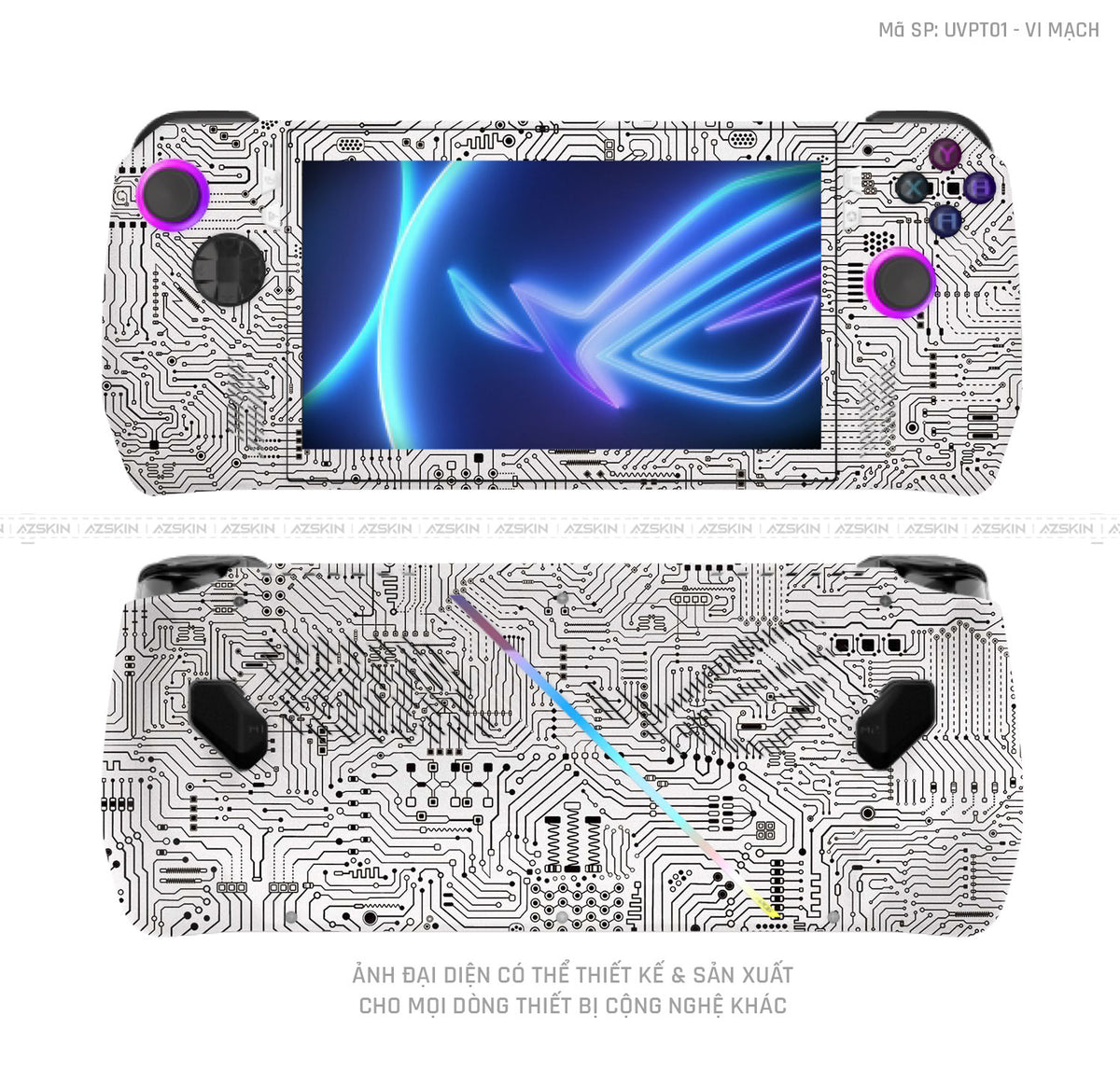 Dán Skin Máy Chơi Game Asus ROG Vân Vi Mạch Trắng | UVPT01