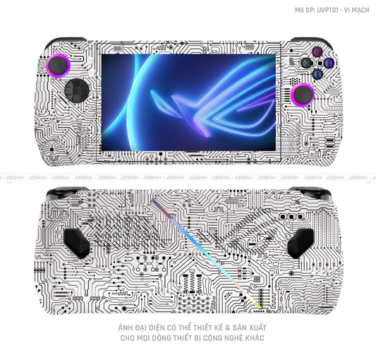 Dán Skin Máy Chơi Game Asus ROG Vân Vi Mạch Trắng | UVPT01