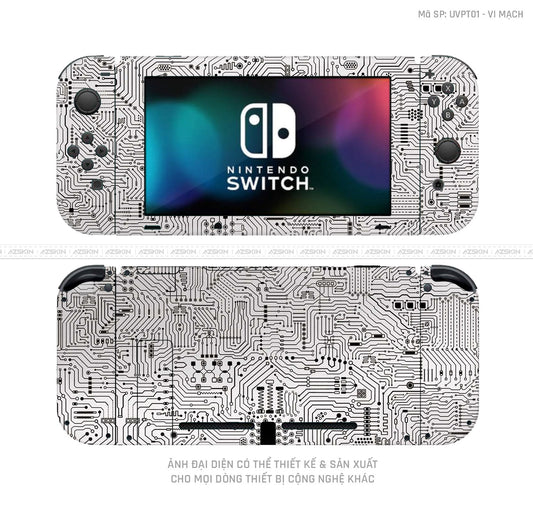 Dán Skin Máy Chơi Game Nintendo Switch Vân Vi Mạch Trắng | UVPT01