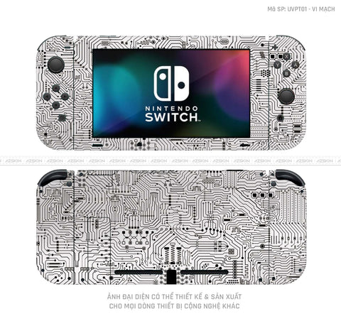 Dán Skin Máy Chơi Game Nintendo Switch Vân Vi Mạch Trắng | UVPT01