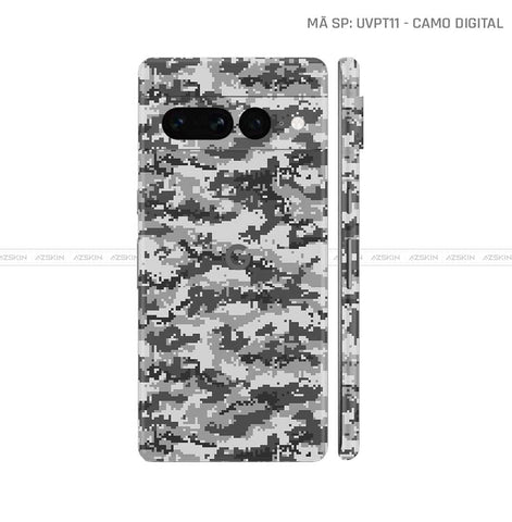 Dán Skin Google Pixel 8 Series Vân Camo Digital Xám | UVPT11