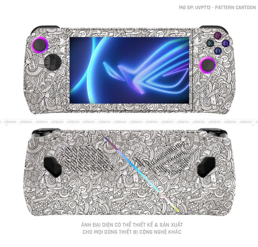 Dán Skin Máy Chơi Game Asus ROG Vân Pattern Cartoon Trắng | UVPT12