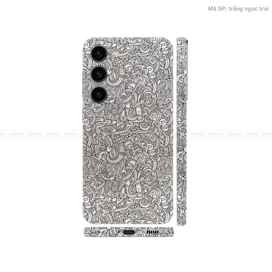 Dán Skin Galaxy S23 Series Vân Nổi Pattern Cartoon Trắng | UVPT12