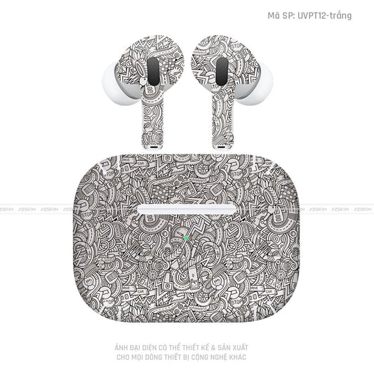Dán Skin Tai Nghe Airpod 3 Vân Nổi Cartoon Trắng | UVPT12
