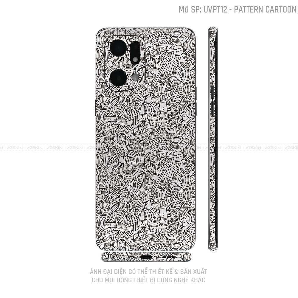 Miếng Dán Skin Điện Thoại OPPO Find X Series Vân Nổi Pattern Cartoon | UVPT12