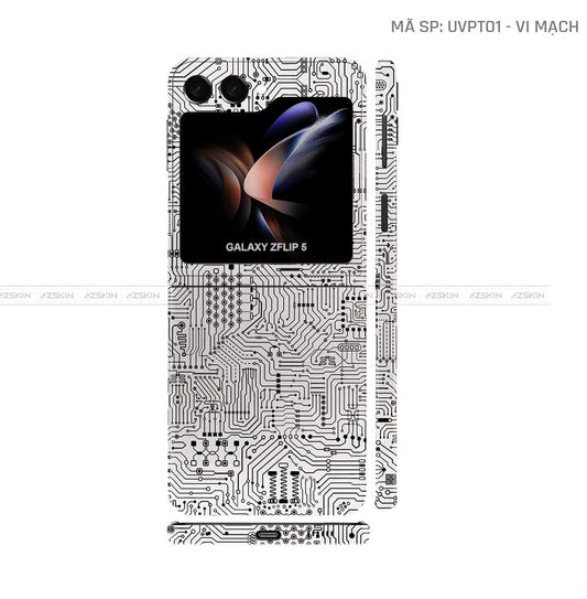Dán Skin Galaxy Z Flip 7 Vân Nổi Vi Mạch Trắng | UVPT01