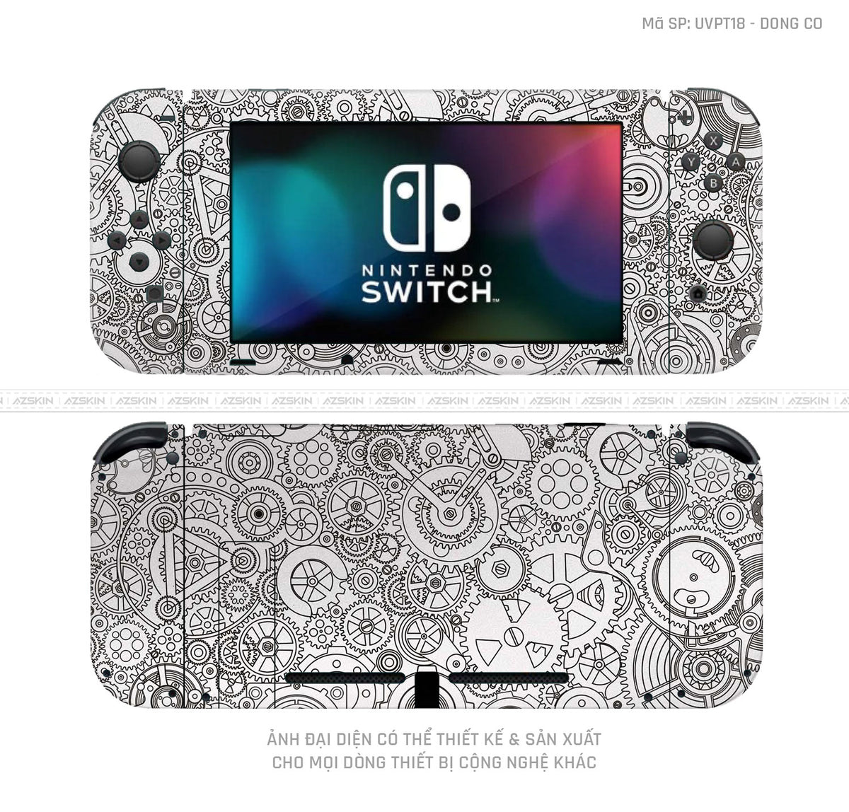 Dán Skin Máy Chơi Game Nintendo Switch Vân Động Cơ Trắng | UVPT18