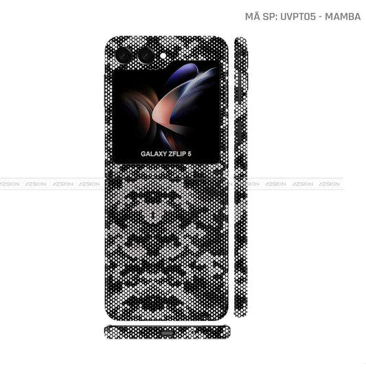 Dán Skin Galaxy Z Flip 7 Vân Nổi Mamba Trắng | UVPT05