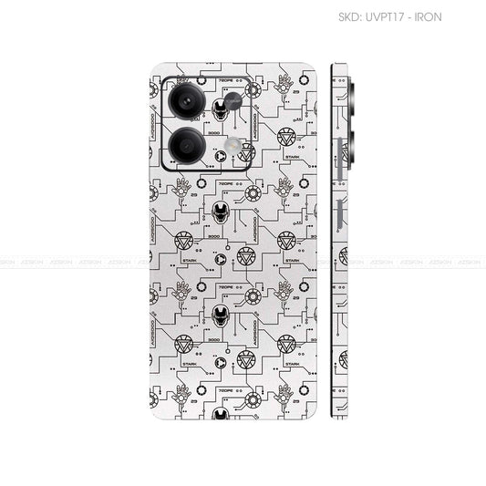Dán Skin Điện Thoại Xiaomi Redmi 13 Series Vân Nổi Iron Man Trắng | UVPT17