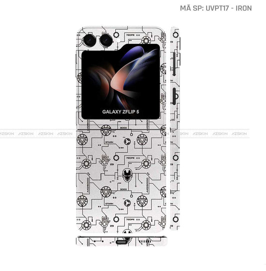 Dán Skin Galaxy Z Flip 7 Vân Nổi Pattern IRonman Trắng | UVPT17
