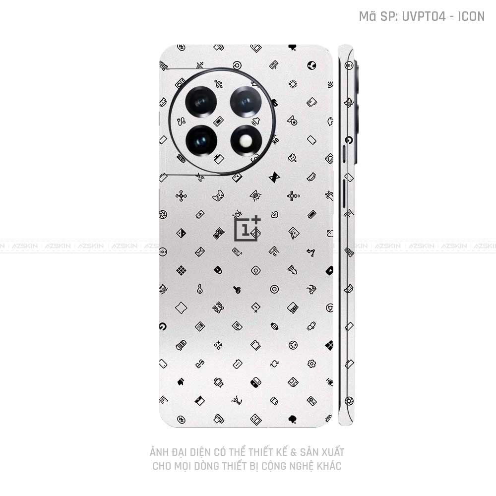 Dán Skin Oneplus Ace Series Vân Icon Trắng | UVPT04