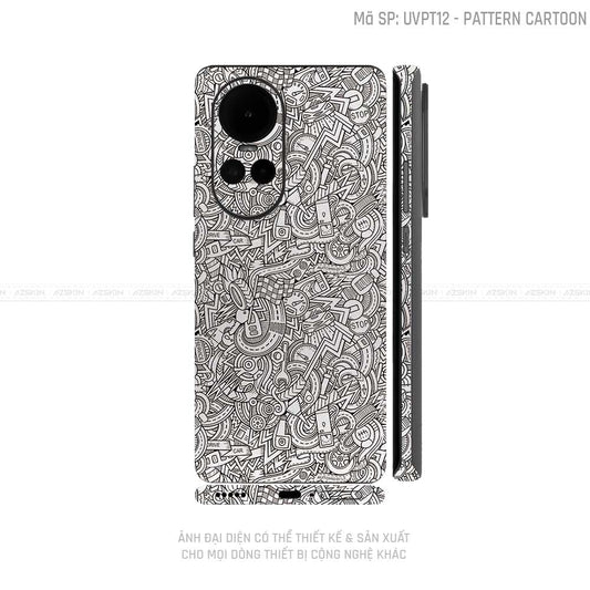 Dán Skin Điện Thoại OPPO Reno Series Vân Pattern Cartoon Trắng | UVPT12