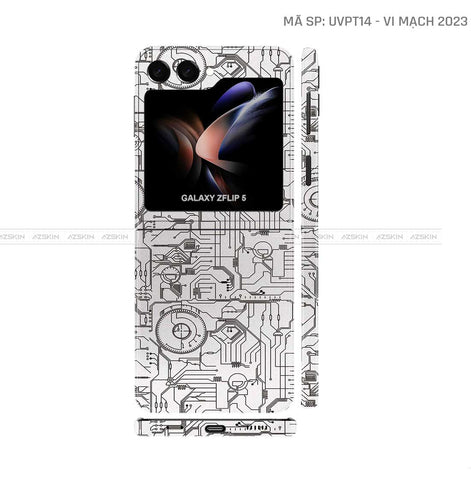 Dán Skin Galaxy Z Flip5 Vân Nổi Vi Mạch 2023 Trắng | UVPT14