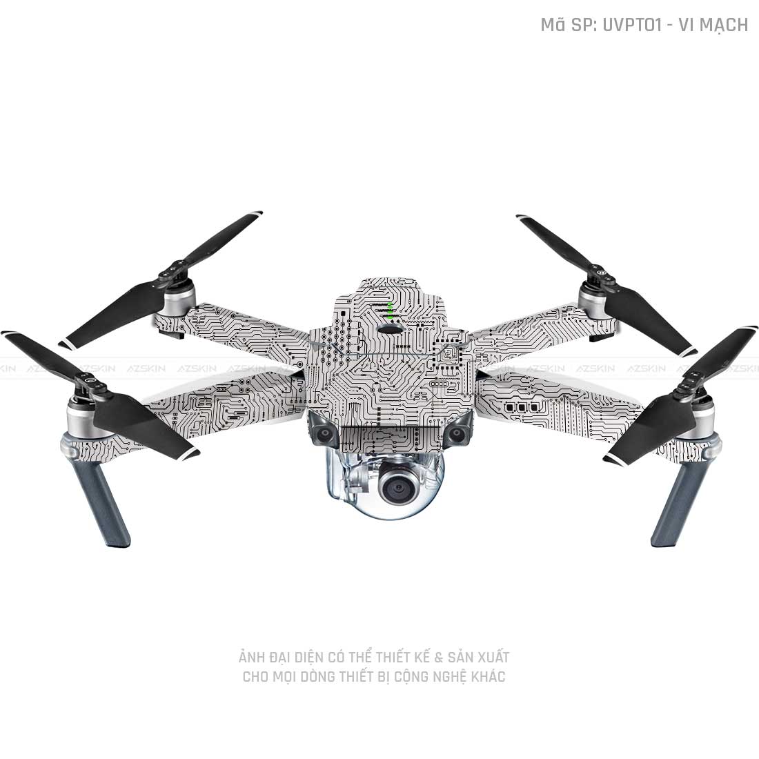 Dán Skin Flycam Vân Nổi Vi Mạch Trắng | UVPT01