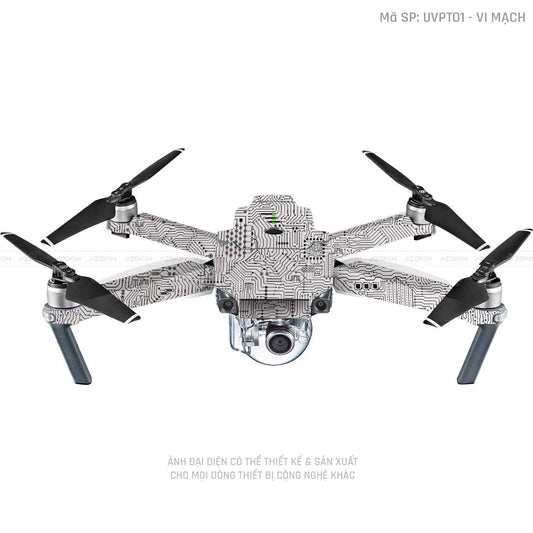 Dán Skin Flycam Vân Nổi Vi Mạch Trắng | UVPT01