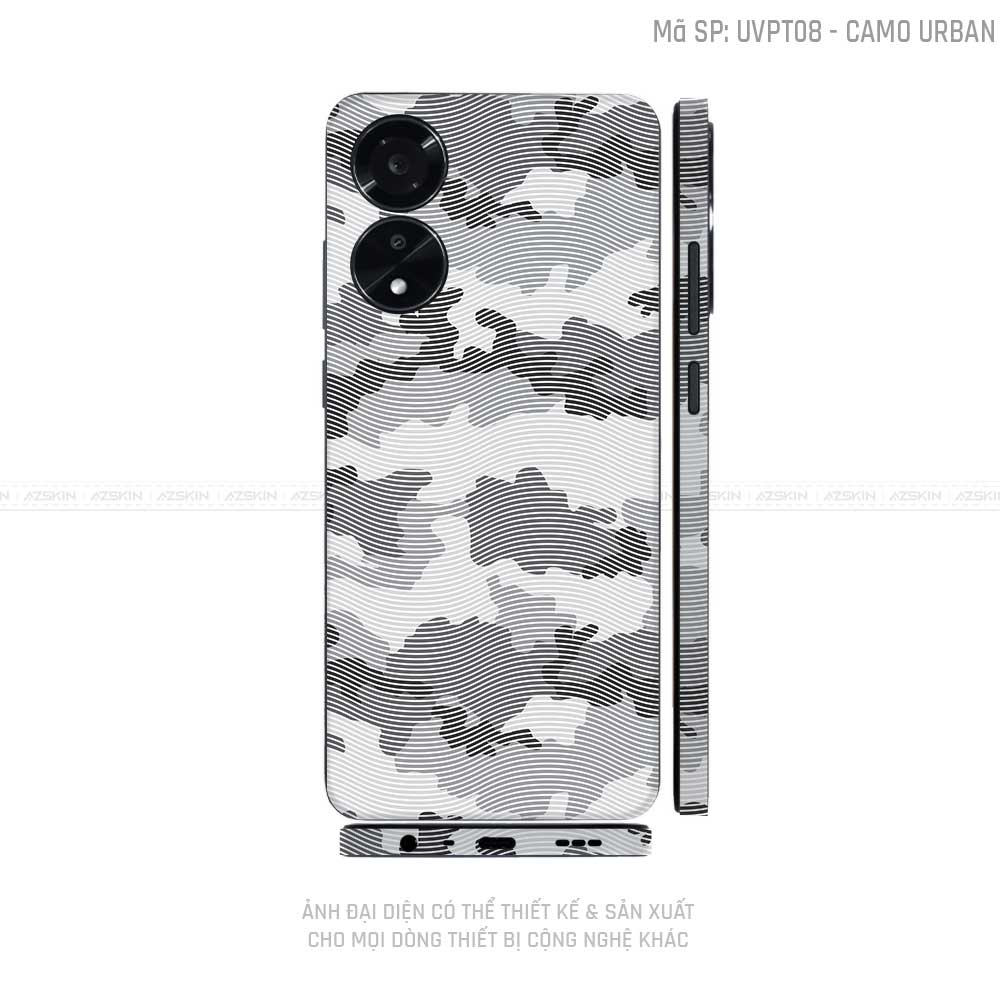 Miếng Dán Skin Điện Thoại OPPO A Series Vân Nổi Camo Trắng | UVPT08