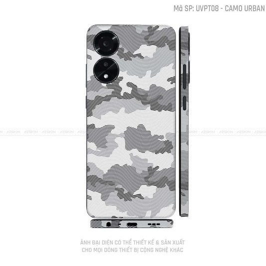 Miếng Dán Skin Điện Thoại OPPO A Series Vân Nổi Camo Trắng | UVPT08