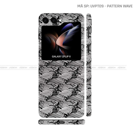 Dán Skin Galaxy Z Flip 7 Vân Nổi Pattern Wave Trắng | UVPT09