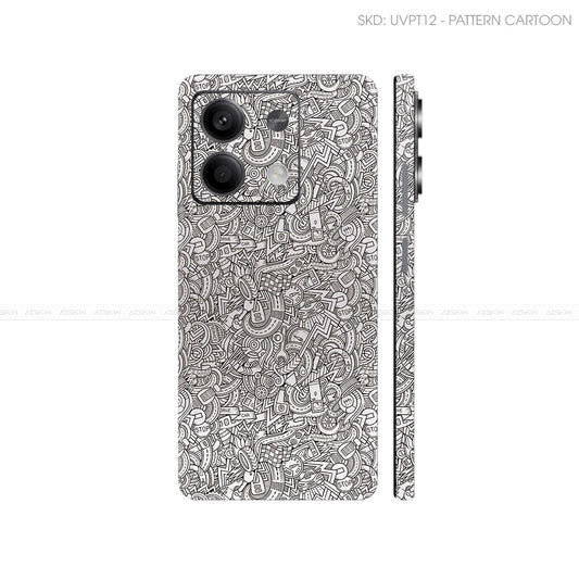 Dán Skin Điện Thoại Xiaomi Redmi 13 Series Vân Nổi Cartoon Trắng | UVPT12