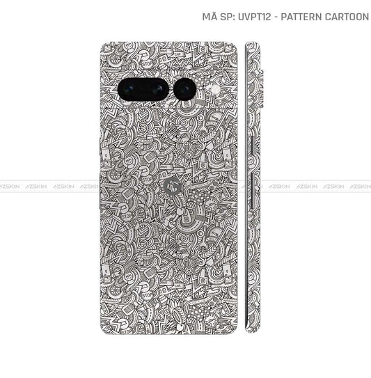 Dán Skin Google Pixel 8 Series Vân Pattern Cartoon Trắng | UVPT12
