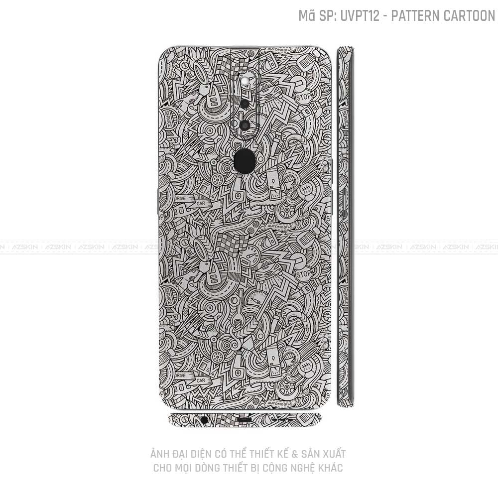 Miếng Dán Skin Điện Thoại OPPO F Series Vân Pattern Cartoon Trắng | UVPT12