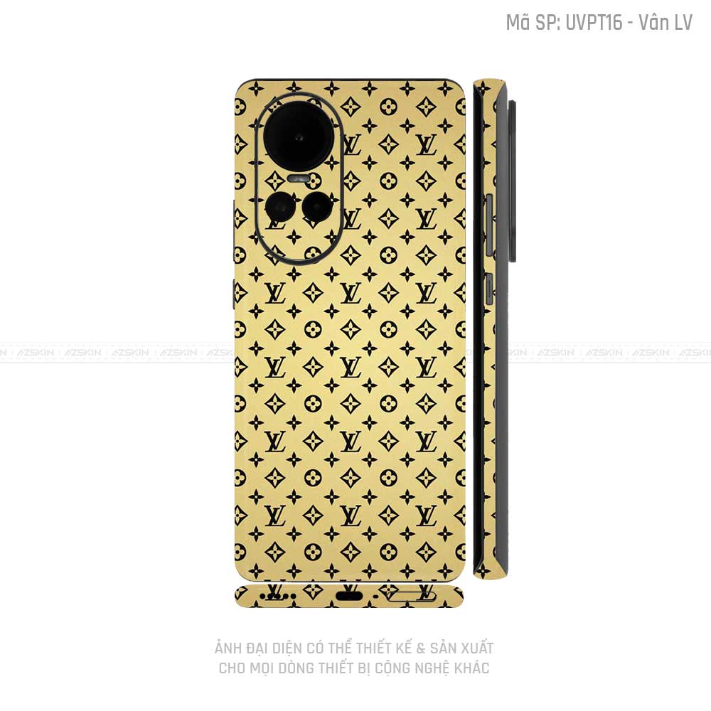 Dán Skin Điện Thoại OPPO Reno Series Vân Pattern LV Vàng Gold | UVPT16