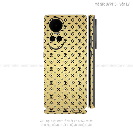 Dán Skin Điện Thoại OPPO Reno Series Vân Pattern LV Vàng Gold | UVPT16