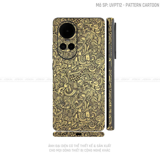 Dán Skin Điện Thoại OPPO Reno Series Vân Pattern Cartoon Vàng | UVPT12