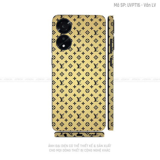 Miếng Dán Skin Điện Thoại OPPO A Series Vân Nổi LV Vàng | UVPT16