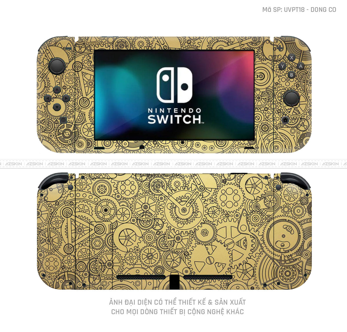 Dán Skin Máy Chơi Game Nintendo Switch Vân Động Cơ Vàng | UVPT18